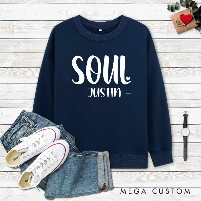 Personalized Couple Soul and Mate Boss Matching Sweatshirt Couple Soulmate Valentine's Day Sweatshirt for Husband Wife Boyfriend Girlfriend
