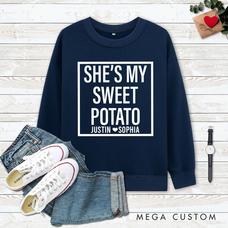 Personalized Couple She's My Sweet Potato and I Yam Matching Sweatshirt Couple Thanksgiving Sweatshirt for Husband Wife Boyfriend Girlfriend