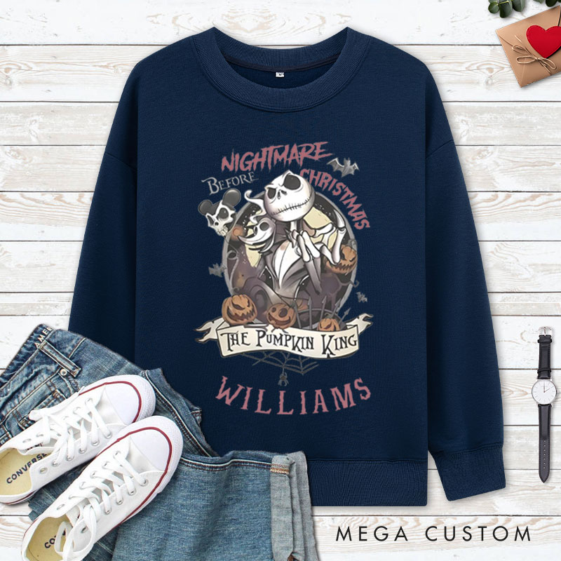 Personalized The Pumpkin King and Queen Halloween Couple Sweatshirt