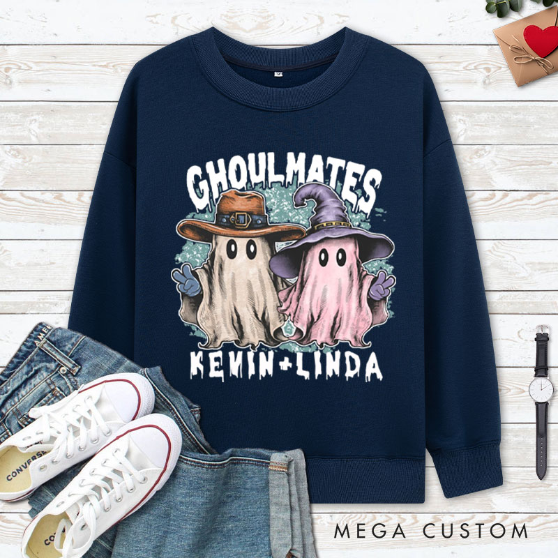 Personalized Ghoultmates Couple Ghost Halloween Couple Sweatshirt
