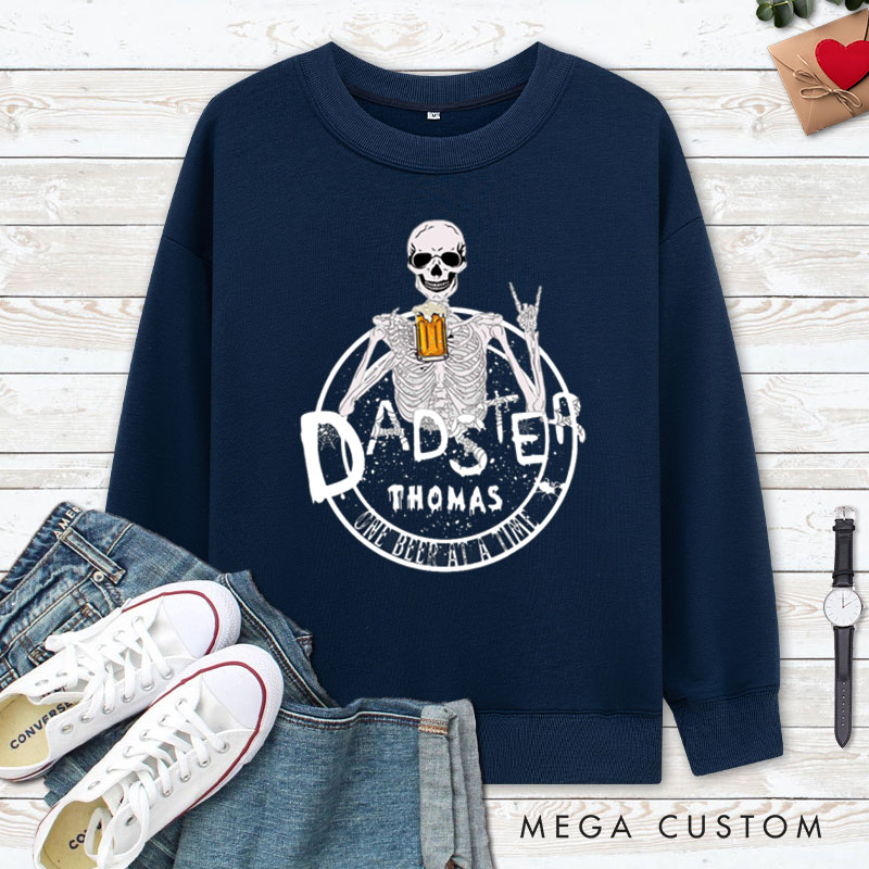 Personalized Dadster and Momster Skeleton Couple Halloween Couple Sweatshirt