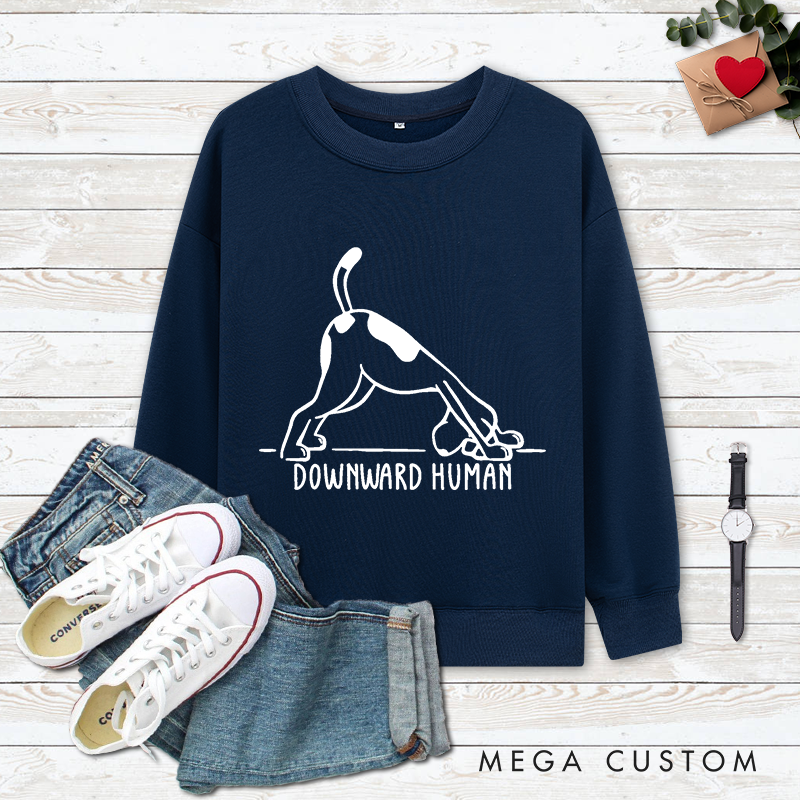 Personalized Funny Yoga Classic Ugly Sweatshirts with Downward Human Dog Design Yoga Lover Gift Perfect Gift for Yoga Lover
