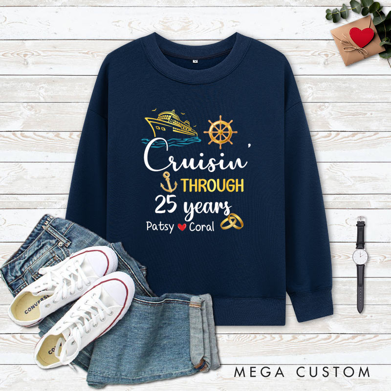 Personalized 25th Anniversary Sweatshirt 25 years Cruise Anniversary Outfits Couple Anniversary Gift Tops for Husband Wife