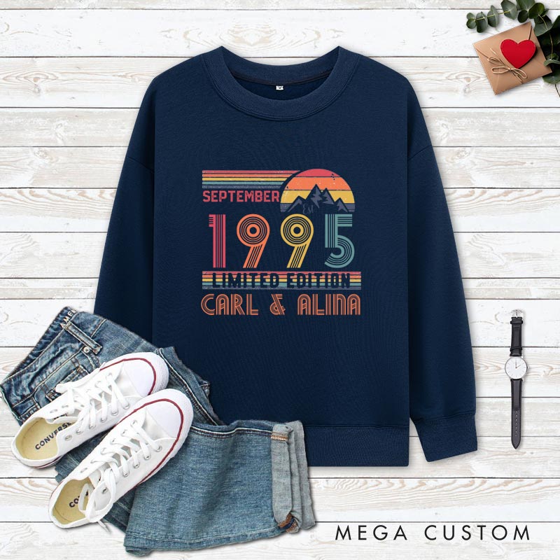 Personalized Couple 30th Anniversary Sweatshirt Limited Edition 1995 - Anniversary Retro Sweatshirt Wife Husband 30th Anniversary Top for Couple