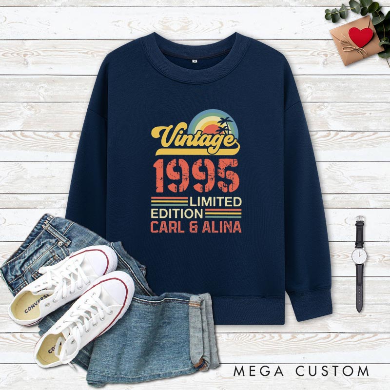 Personalized Couple 30th Cruise Anniversary Sweatshirt Vintage 1995 Limited Edition Anniversary Sweatshirt Retro Sunset Anniversary Outfit