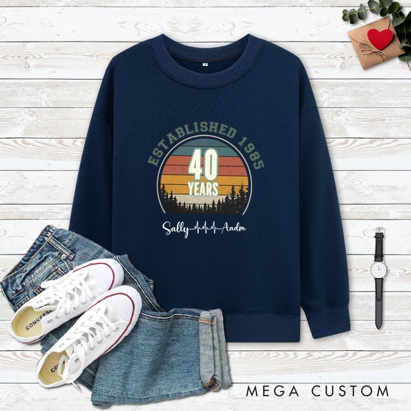 Personalized Couple 40th Anniversary Sweatshirt Established 1985 40th Years Anniversary Outfit Couple Anniversary Sweatshirt for Wife Husband