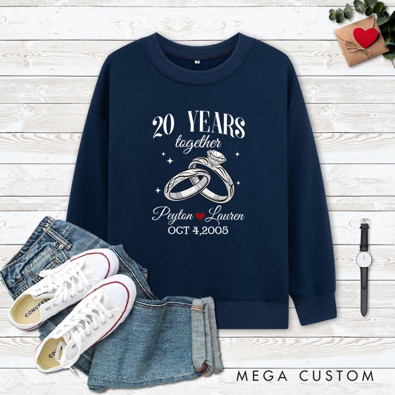 Personalized Couple 20th Anniversary Sweatshirt 20 Years Together Elegant Anniversary Ring Anniversary Top Couple Gift Sweatshirt for Husband Wife