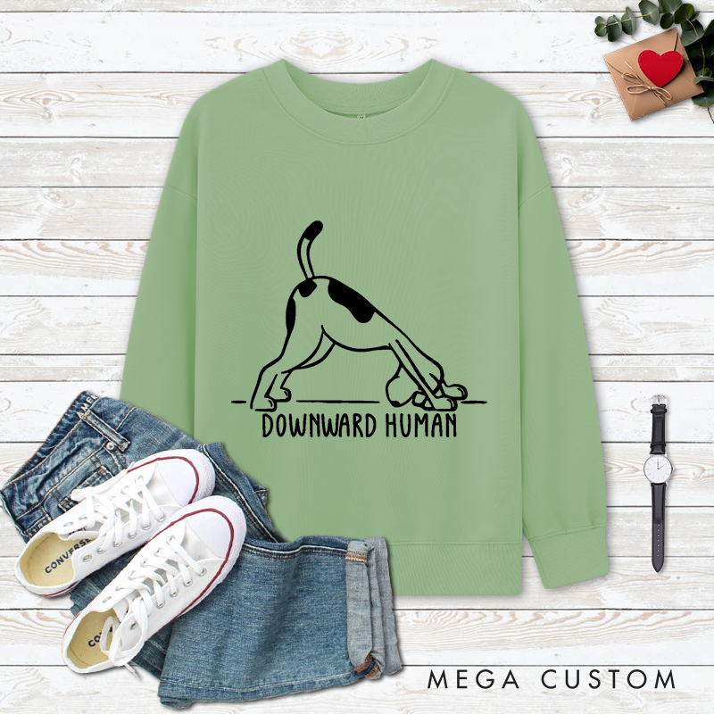 Personalized Funny Yoga Classic Ugly Sweatshirts with Downward Human Dog Design Yoga Lover Gift Perfect Gift for Yoga Lover