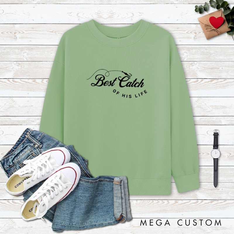 Personalized Couples Fishing Sweatshirts Couple Sweatshirts Fisherman Sweatshirts Gift For Husband His and Hers Bride and Groom Sweatshirts Matching Gift for Fishing Lovers