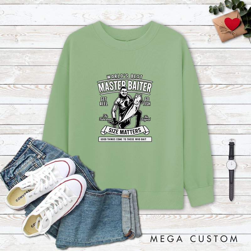 Personalized Fishing Sweatshirt World's Best Master Baiter Sweatshirt Custom Photo Sweatshirt Unique Gift for Fishing Lovers