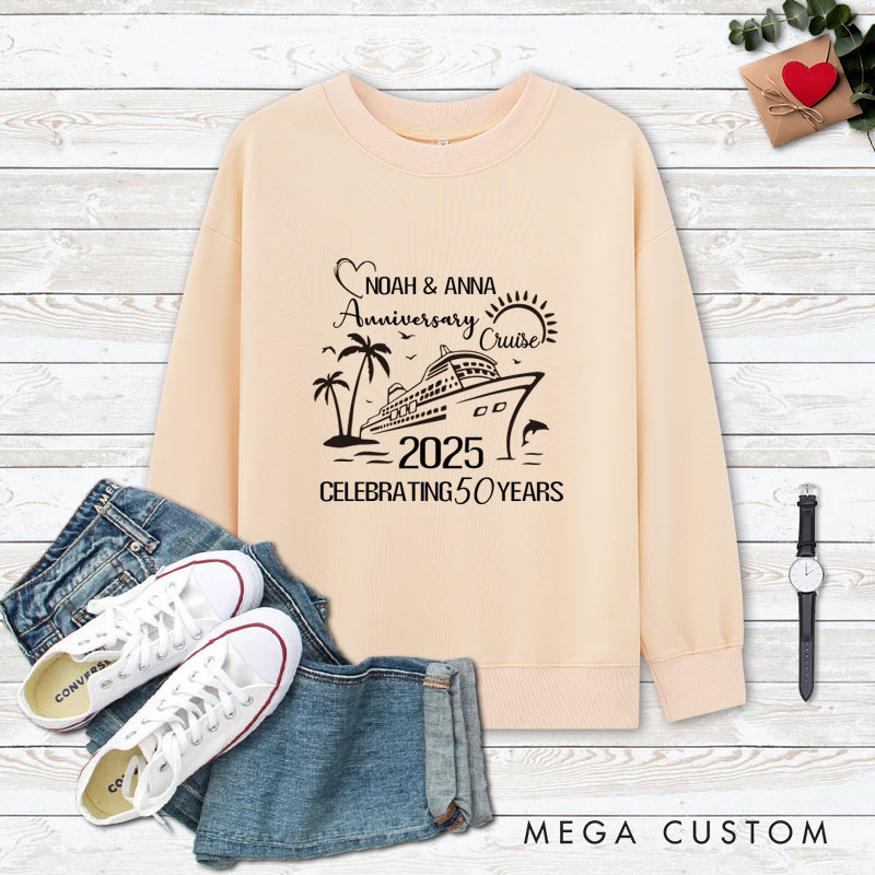 Personalized Couple 50th Anniversary Sweatshirt Couple Cruise Anniversary Tops Anniversary Gift Outfits for Husband Wife