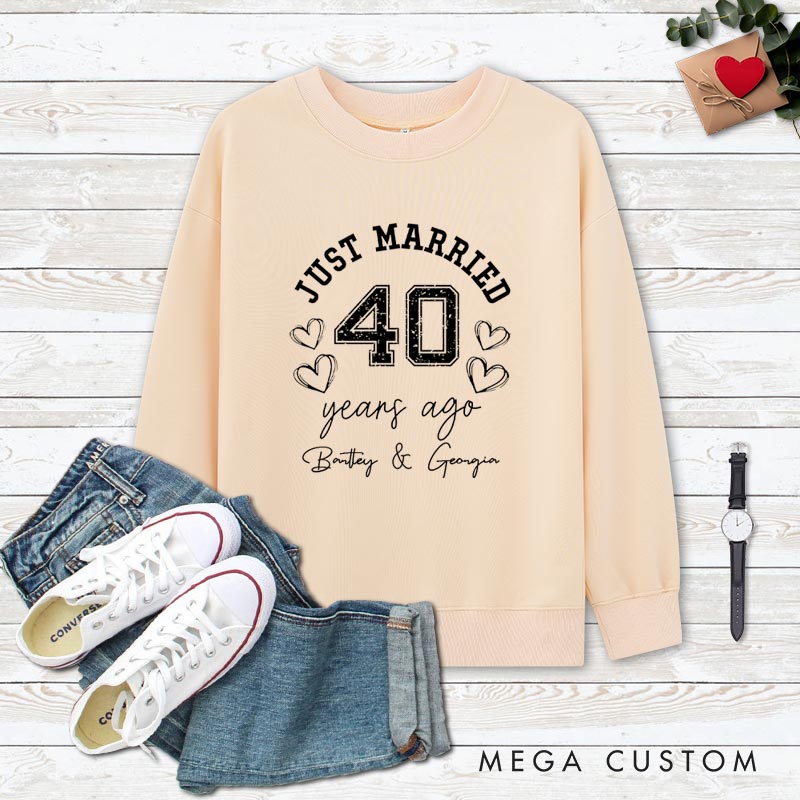 Personalized Couple 40th Anniversary Sweatshirt Just Married 40 Years Ago Outfit Anniversary Top for Wife Husband