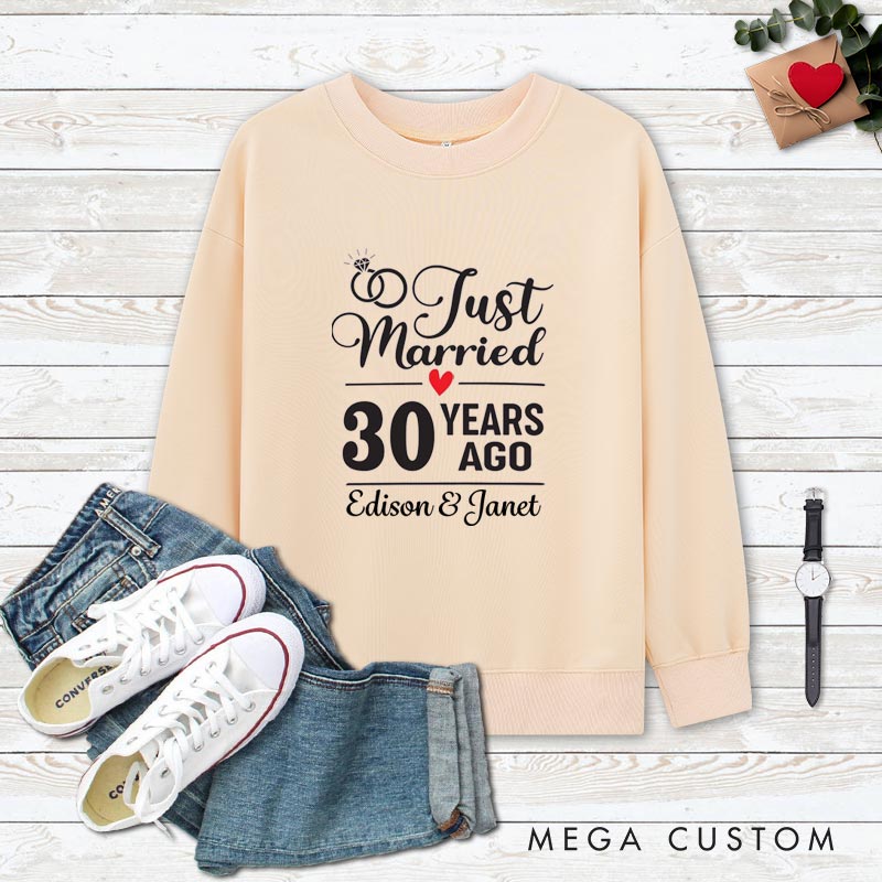 Personalized Couple 30th Anniversary Sweatshirt Couple Just Married 30 Years Ago Outfits 30 YRS Anniversary Tops for Wife Husband