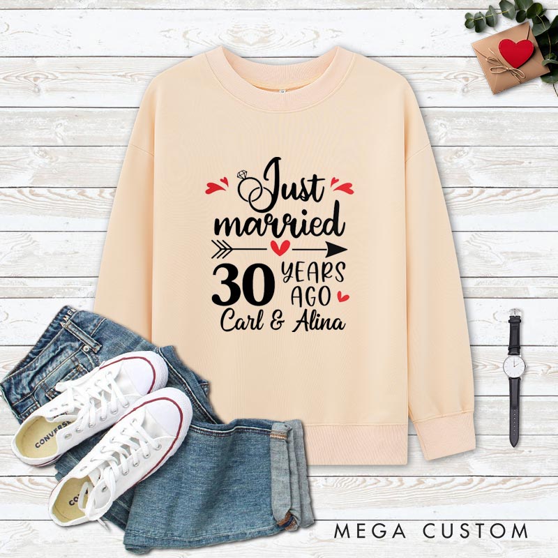 Personalized Couple 30 Years Anniversary Sweatshirt Just Married 30 Years Ago Anniversary Outfit Romantic Wife Husband Anniversary Tops