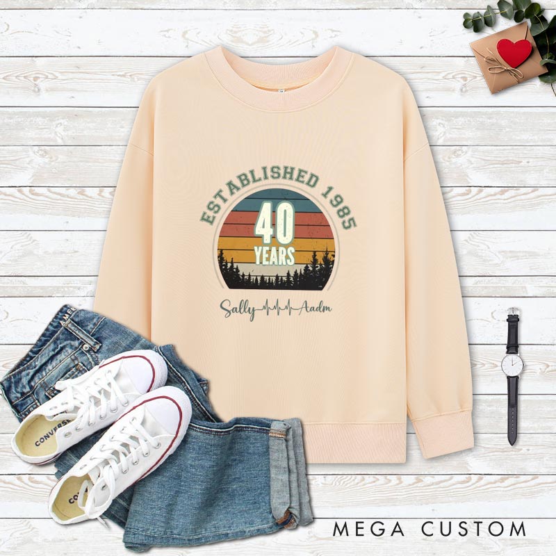 Personalized Couple 40th Anniversary Sweatshirt Established 1985 40th Years Anniversary Outfit Couple Anniversary Sweatshirt for Wife Husband