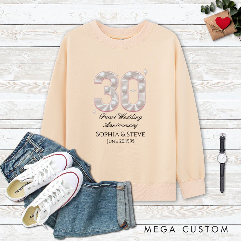 Personalized Couple 30th Anniversary Sweatshirt 30th Pearl Wedding Anniversary Outfit Elegant Celebration Couple Gift Sweatshirt for Husband Wife 