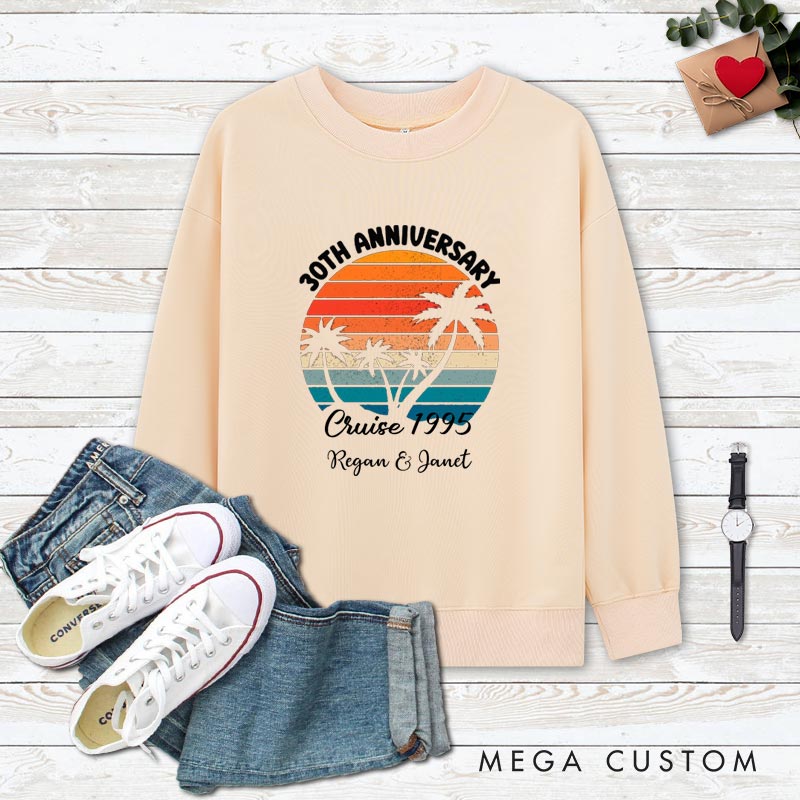 Personalized Couple 30th Anniversary Sweatshirt 30th Anniversary Cruise Tropical Celebration Anniversary Outfit Couple Gift Sweatshirt for Husband Wife 
