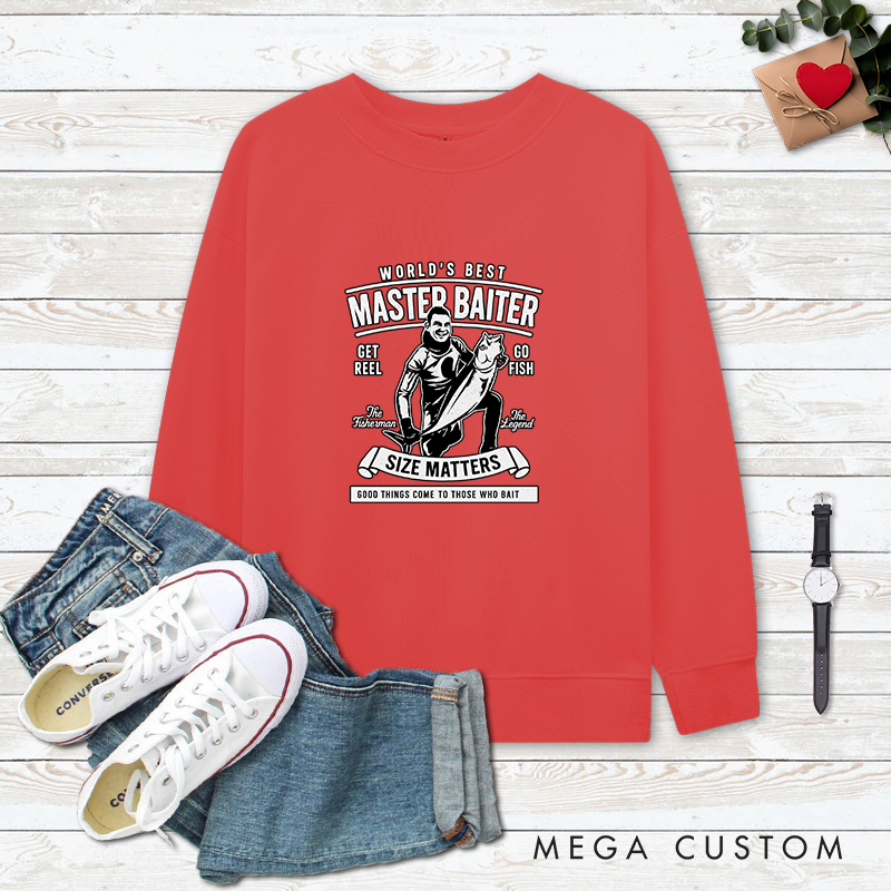 Personalized Fishing Sweatshirt World's Best Master Baiter Sweatshirt Custom Photo Sweatshirt Unique Gift for Fishing Lovers