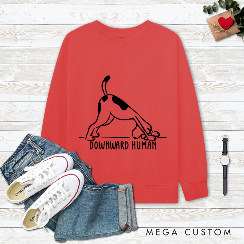 Personalized Funny Yoga Classic Ugly Sweatshirts with Downward Human Dog Design Yoga Lover Gift Perfect Gift for Yoga Lover
