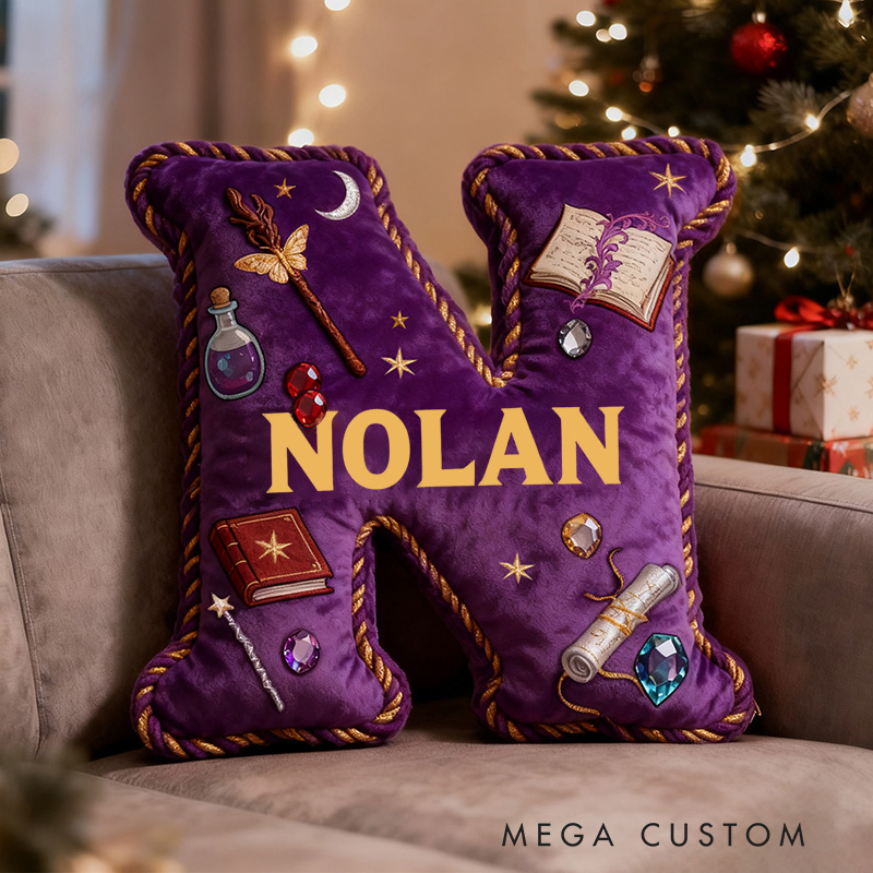 Personalized Magic Academy Pillow Decorated with Magic Scrolls Magic Potions Magic Wands Graphic 3D Print Pillow for Kids and Magic Lovers
