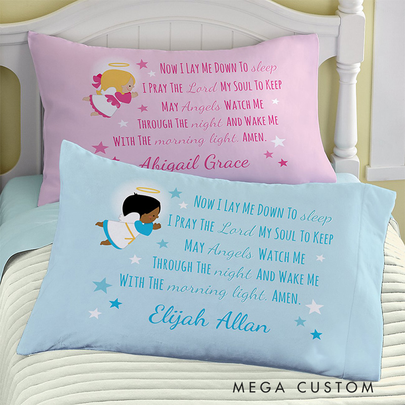 Personalized Little Angel Soft Pillow Cover with Name Home Decor Religious Gift Birthday Gift for Girls and Boys