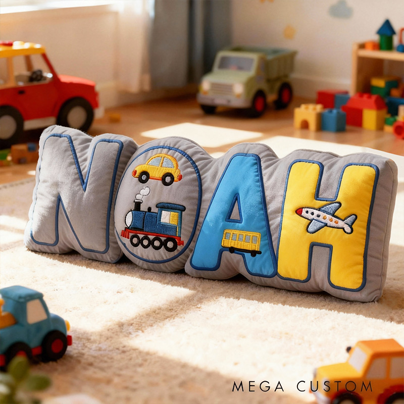  Personalized Vehicle Themed Cushion for Boys with Name Christmas Gift for Kids