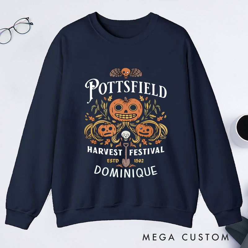 Personalized Pottsfield Harvest Festival Classic Sweatshirts Vegetables Fall Sweatshirt with Name Halloween Gift Plant Lover Gift Gardening Gift