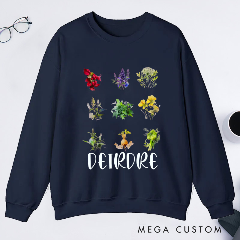 Personalized Women's Reproductive Health Herbs Classic Sweatshirts with Name Plant Lover Gift Gardening Gift for Gardener Gift