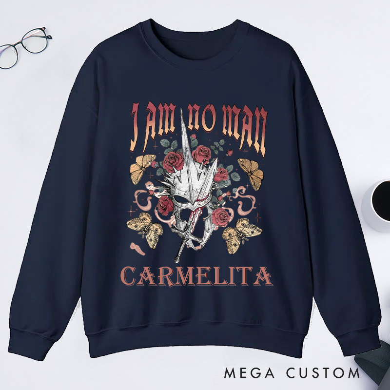 Personalized I Am No Man Classic Sweatshirts Academia Bookish Sweatshirt with Name Fantasy Merch Sweatshirt Reading Fandom Sweatshirt Book Lover Gift