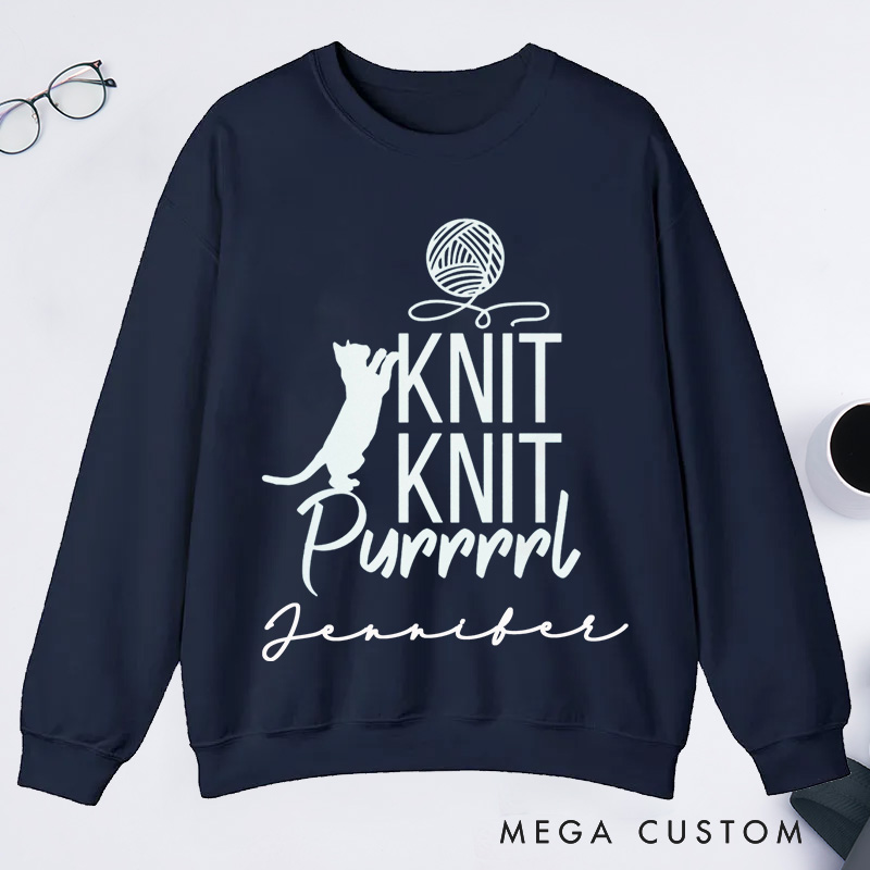 Personalized Cat Lover Classic Sweatshirts Funny Crocheting Sweatshirts
