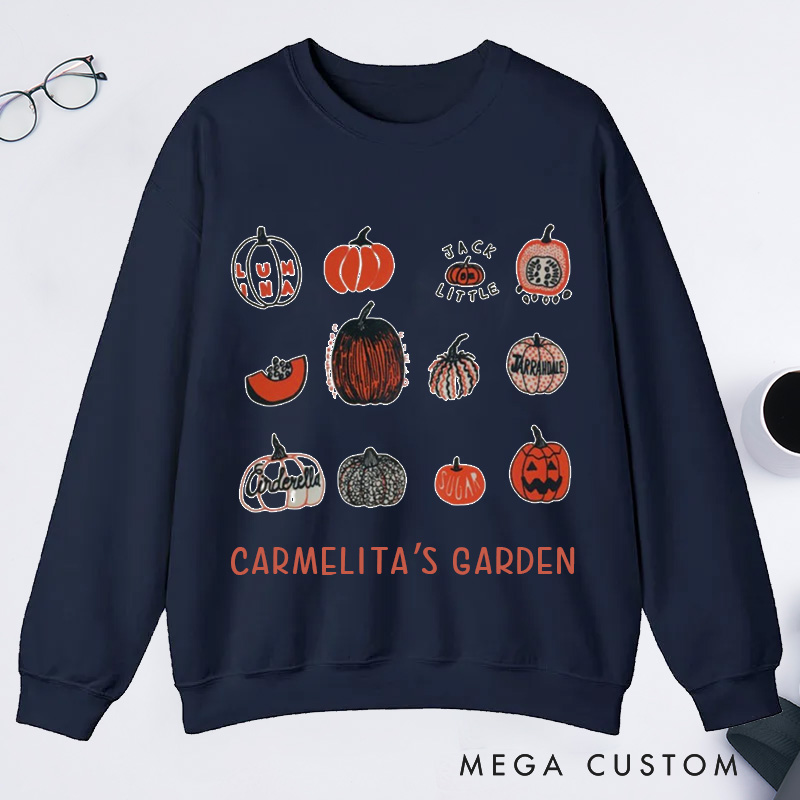 Personalized Pumpkin Classic Sweatshirts Gardener Sweatshirt with Name Halloween Sweatshirt Plant Lover Gift Gardening Lovers Gift