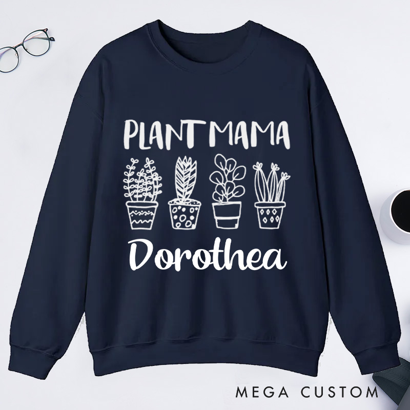 Personalized Plant Mama Classic Sweatshirts Crazy Plant Lady Sweatshirt with Name Gardener Sweatshirt Plant Lover Gift Gardening Gift