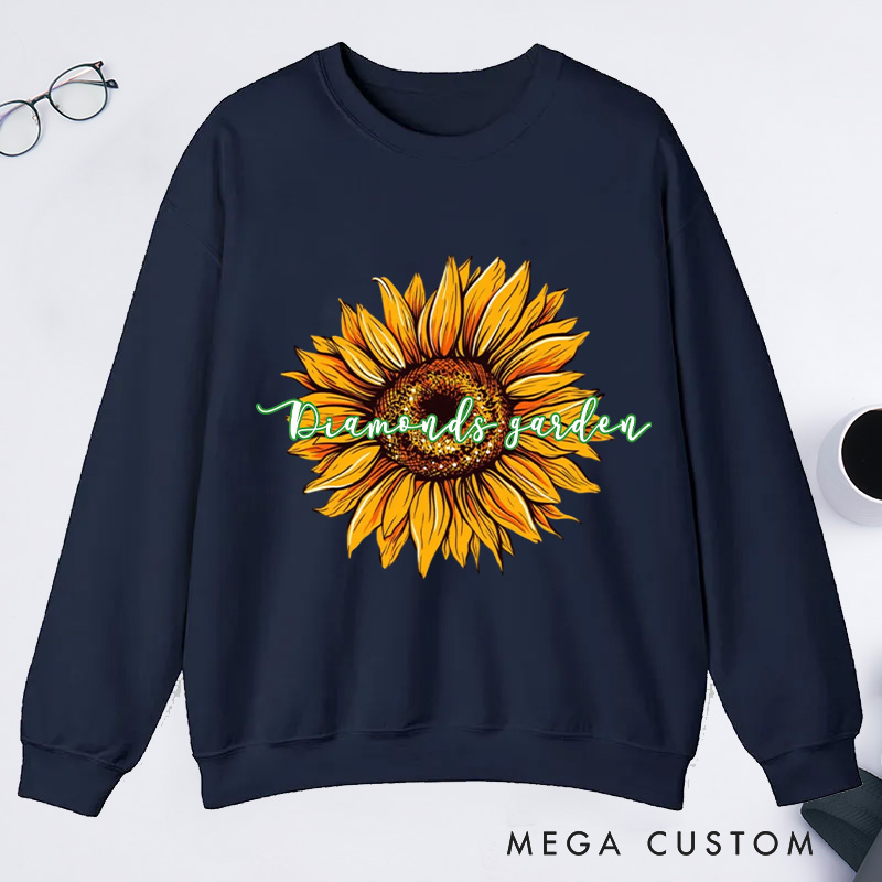 Personalized Sunflower Classic Sweatshirts Flower Print Sweatshirt Gardener Sweatshirt with Name Plant Lover Gift Gardening Gift Gardener Gift
