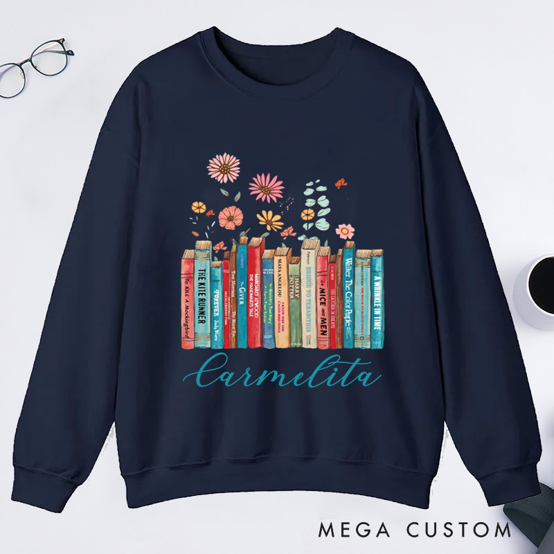 Personalized I'm With The Banned Classic Sweatshirts Custom Floral Books Sweatshirt with Name Book Lover Gift Librarian Gift Reading Gift