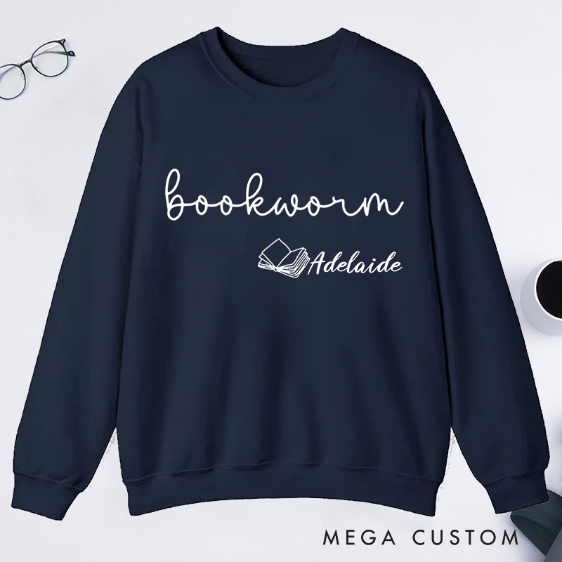 Personalized Bookworm Classic Sweatshirts Custom Sweatshirt with Name Bookish Sweatshirt Book Lovers Gift Librarian Gift Reading Gift