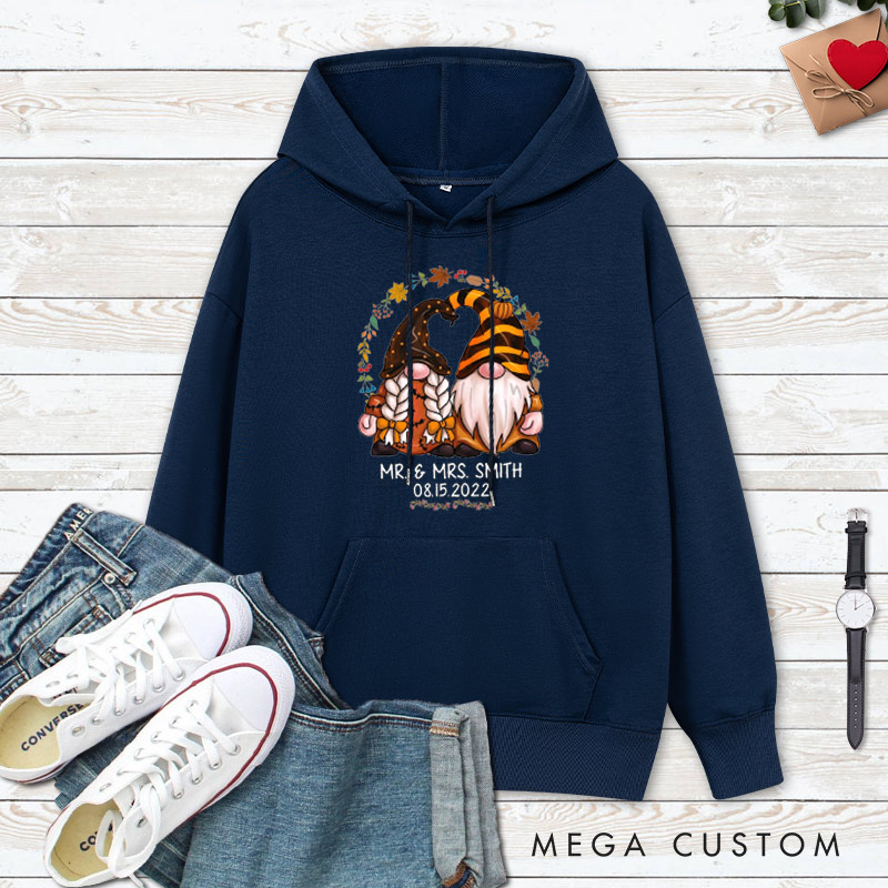 Personalized Mr and Mrs Autumn Gnome Couple Halloween Couple Hoodie