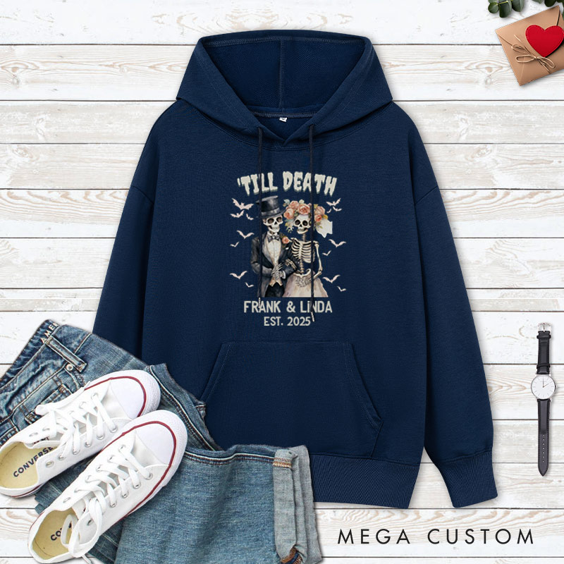Personalized Til Death Do Us Part Skeleton Couple Halloween Couple Hoodie