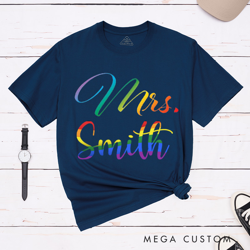 Personalized LGBTQ Couple T-Shirts Celebrate Love and Pride Shirt for her Rainbow LGBTQ Tee Lesbian Matching Tops