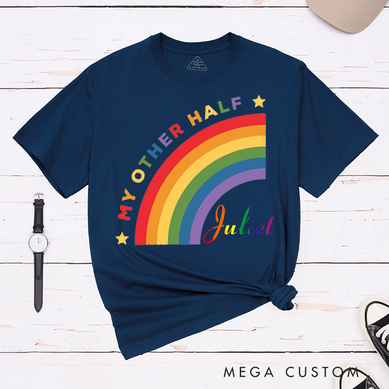 Personalized My Other Half Rainbow Couple T-Shirts LGBTQ Matching Shirts for her him Lesbian Gay Couple Tees