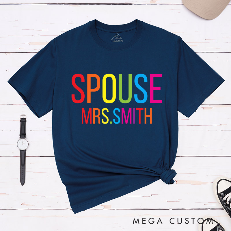  Personalized Spouse Rainbow Couple T-Shirts LGBTQ Matching Shirts Lesbian Gay Couple Tees for Her Him
