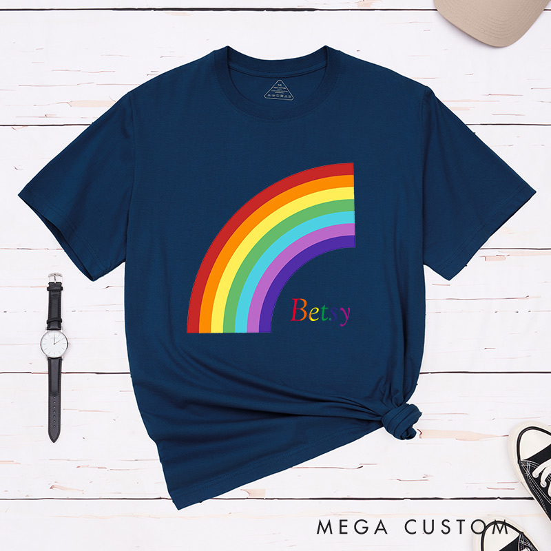 Personalized Rainbow Pride Couple T-Shirts LGBTQ Lesbian Gay Couple Shirt Pride Month T-Shirt for Couple