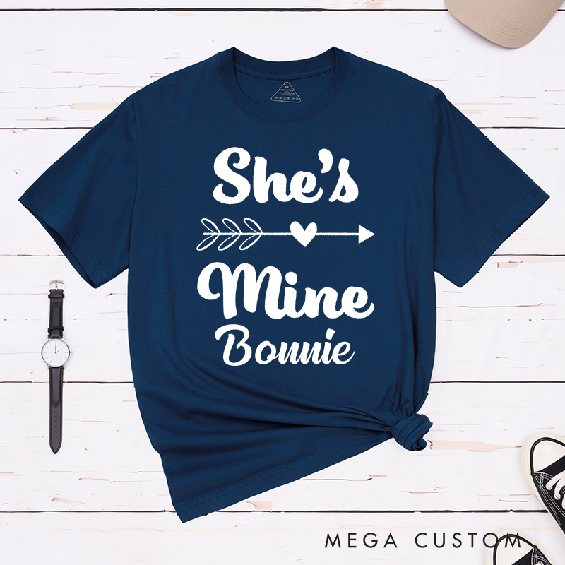 Personalized She's Mine I'm Hers Romantic Couple T-Shirts LGBTQ Lesbian Couple Shirt Lesbian Matching Couple Tee