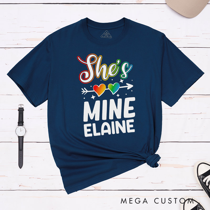 Personalized She's Mine I'm Hers LGBTQ Couple T-Shirts LGBTQ Lesbian Couple Shirt Lesbian Matching Couple Tee