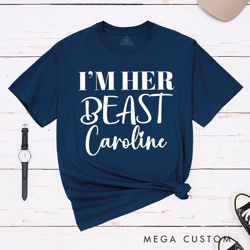 Personalized I'm Her Beast I'm Her Beauty Lesbian Matching Couple T-Shirts LGBTQ Lesbian Matching Shirt for Her LGBTQA+ Tees
