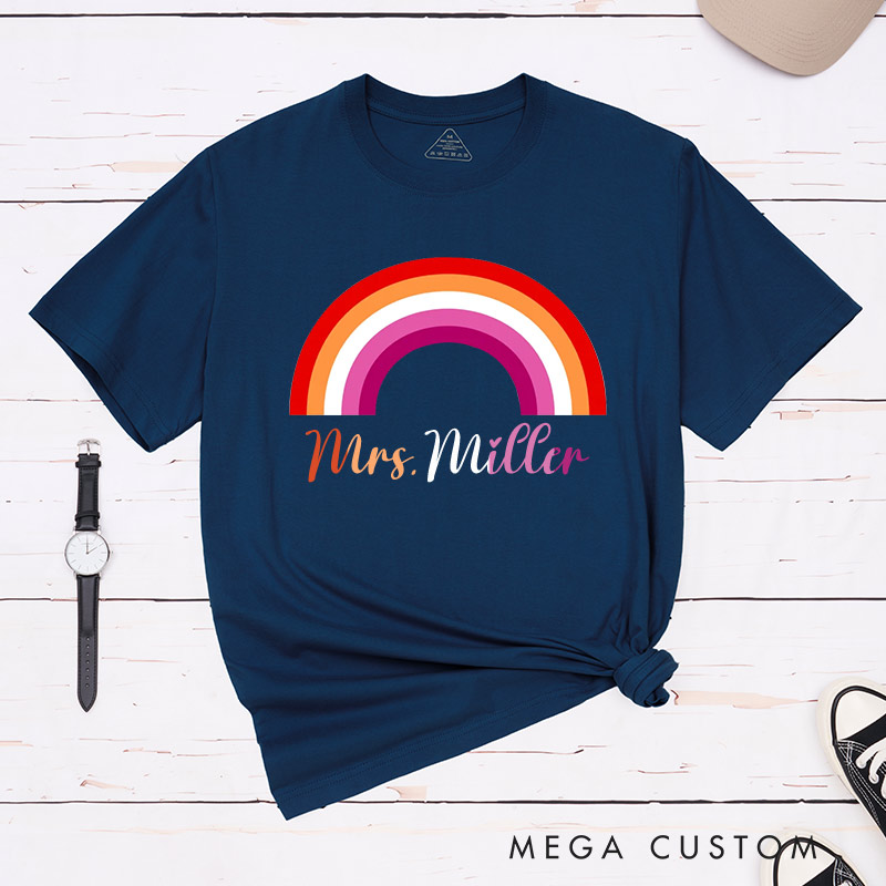 Personalized LGBTQ Couple T-Shirts LGBTQA+ Lesbian Matching Shirt for Pride Month LGBTQ Lesbian Wedding Tee for Gay