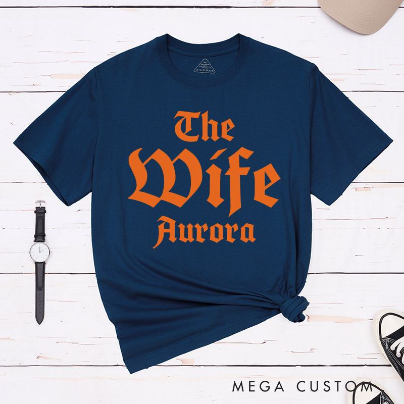 Personalized The Wife Wifey Matching Couple T-Shirts Halloween LGBTQ Lesbian Matching Shirt for Her Lesbian Wedding Tee