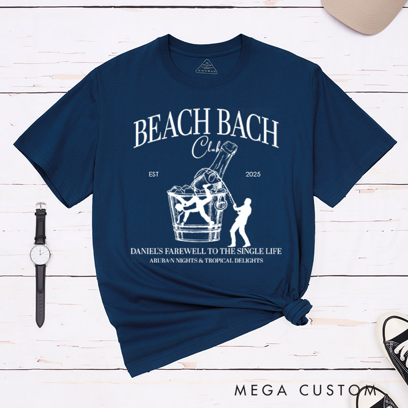 Personalized LGBTQ Bachelor Party T-Shirts Gay Beach Bach Club Matching Shirt LGBTQA+ Gay Wedding Party Favors Tee 
