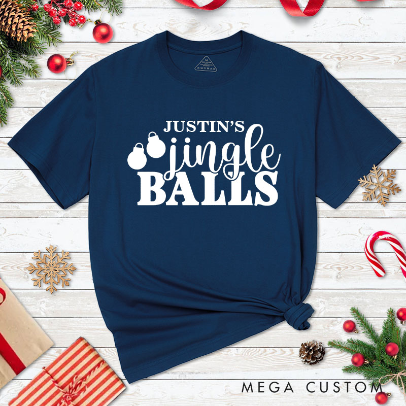 Personalized Couple Playful Jingle Ball and Tinsel Tits Christmas Matching T-Shirt Couple Xmas T-Shirt for Husband Wife Boyfriend Girlfriend Tee Tops