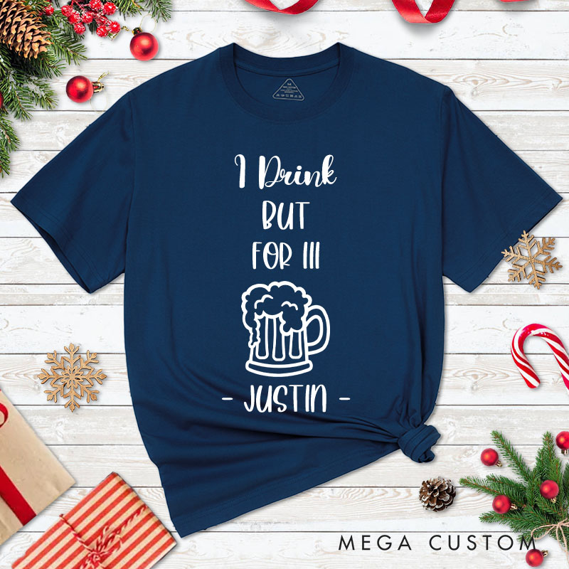 Personalized Couple I Drink But for III Beer Christmas T-Shirt Couple I Eat But for II Cherries Matching T-Shirt for Husband Wife Boyfriend Girlfriend