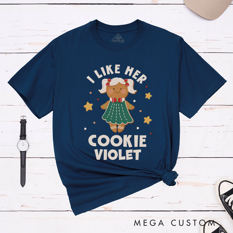 Personalized I Like Her Cookie Frosting Christmas Couple T-Shirts LGBTQ Lesbian Couple Christmas Matching Shirt for Her Lesbian Xmas Tee
